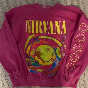 NIRVANA Pink Graphic Crewneck Sweatshirt